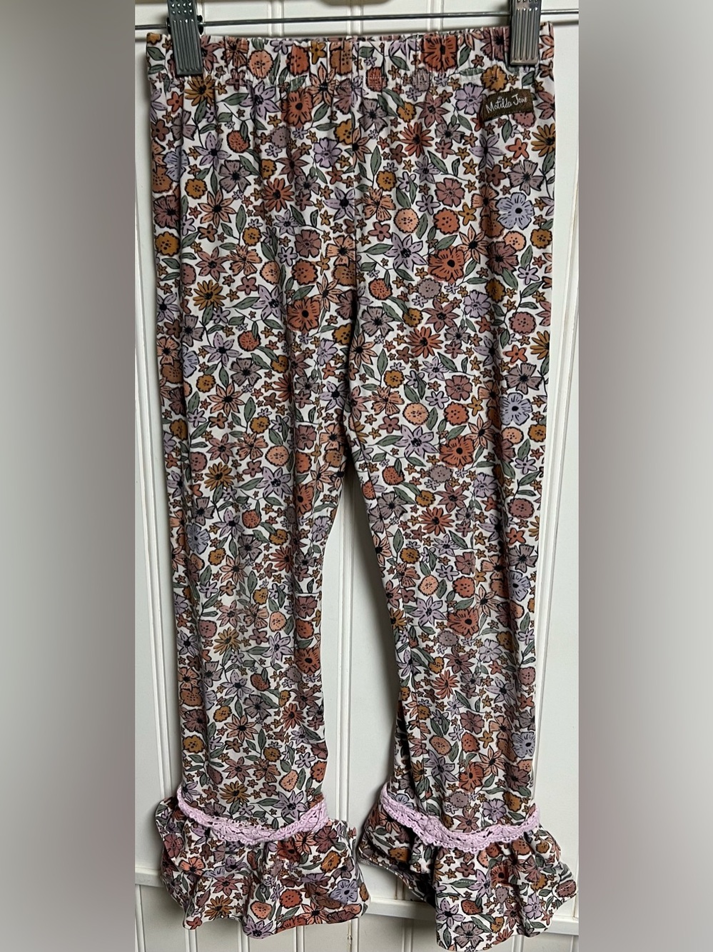 Matilda Jane Floral Print Ruffle Leggings Pants Size 7